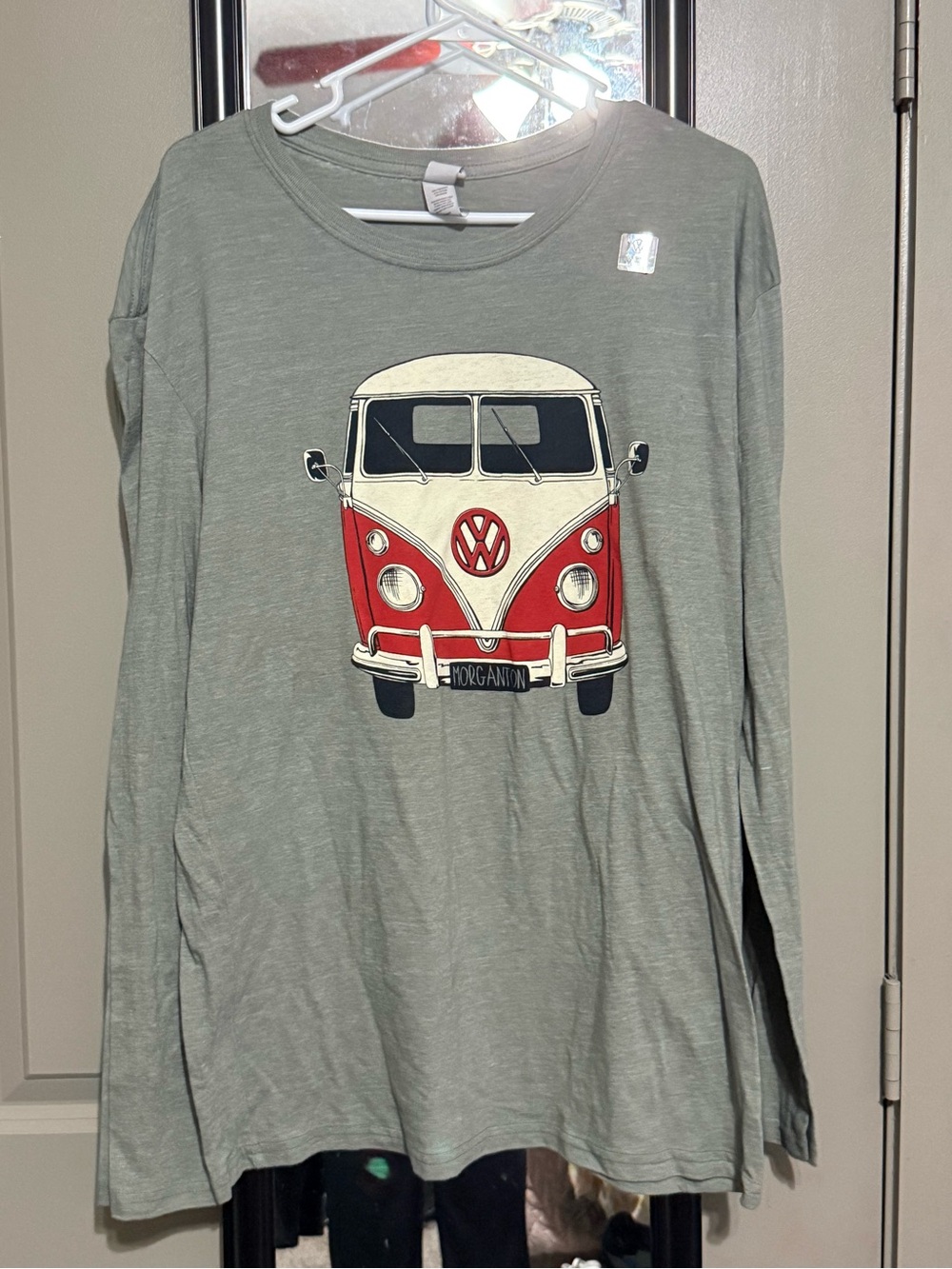 Mens Long Sleeve Graphic Tee with Red VW Bus